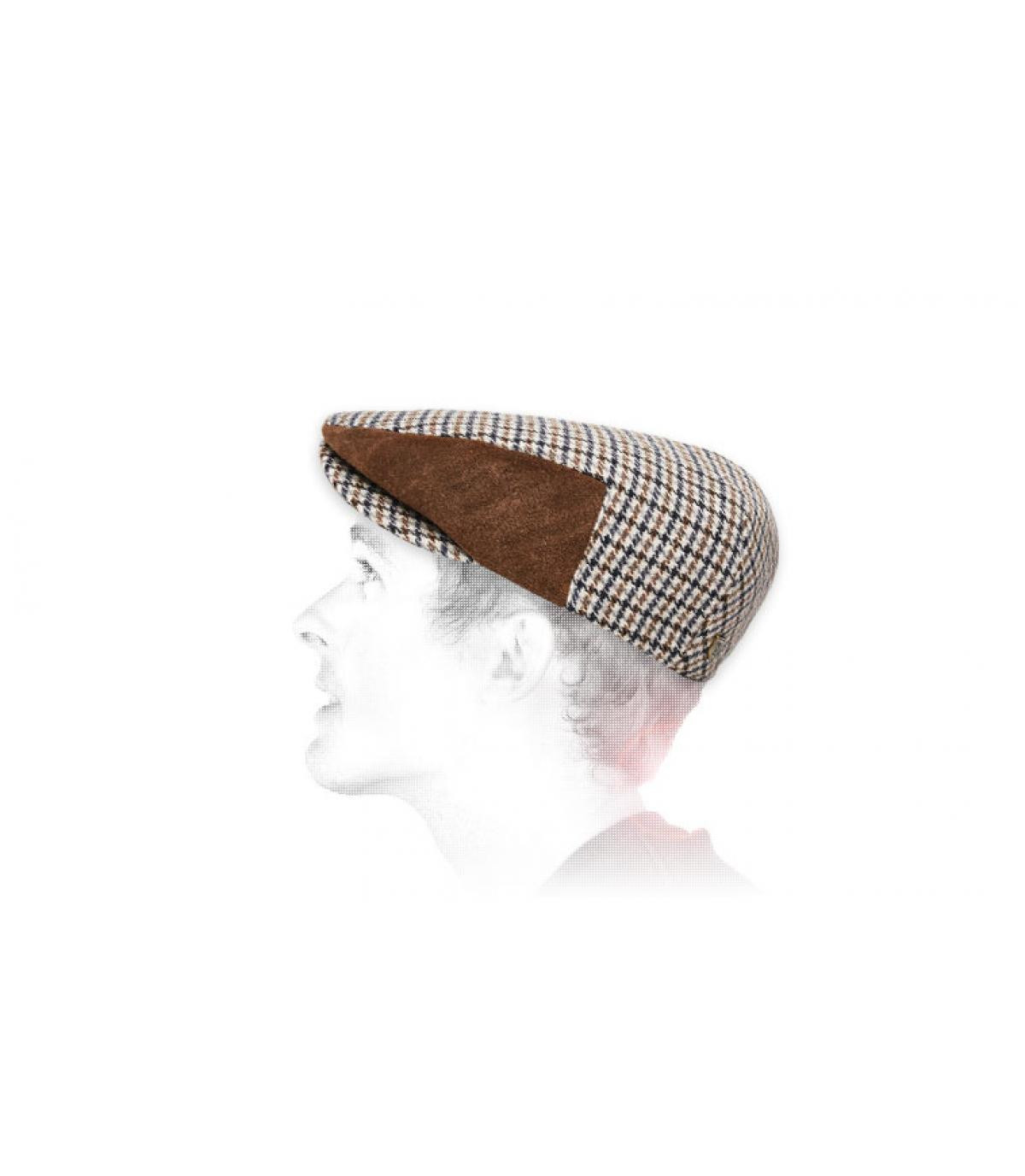 hound's tooth flat cap suede Hooligan vanilla brown suede